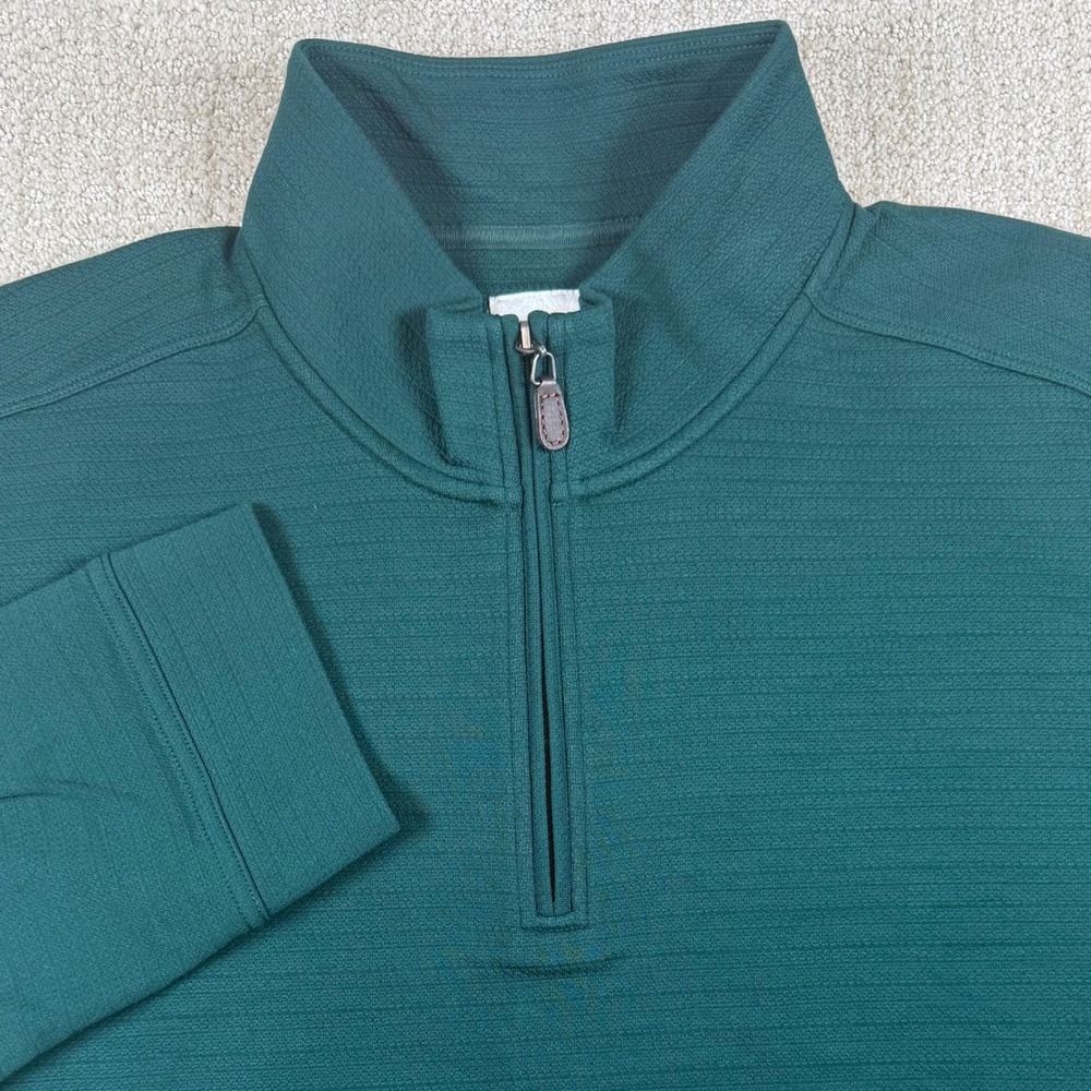 Tommy Bahama Mens 3XL Green Pima Cotton Ribbed 1/4 Zip Pullover Sweater